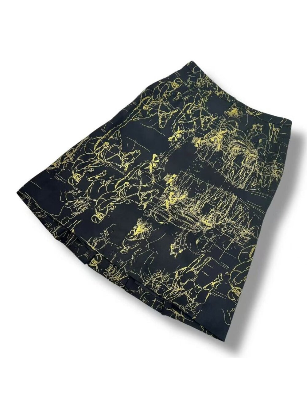 Hermes Skirt Long Gaultier Era Hose Pattern Silk Black 40 - Picture 3 of 8